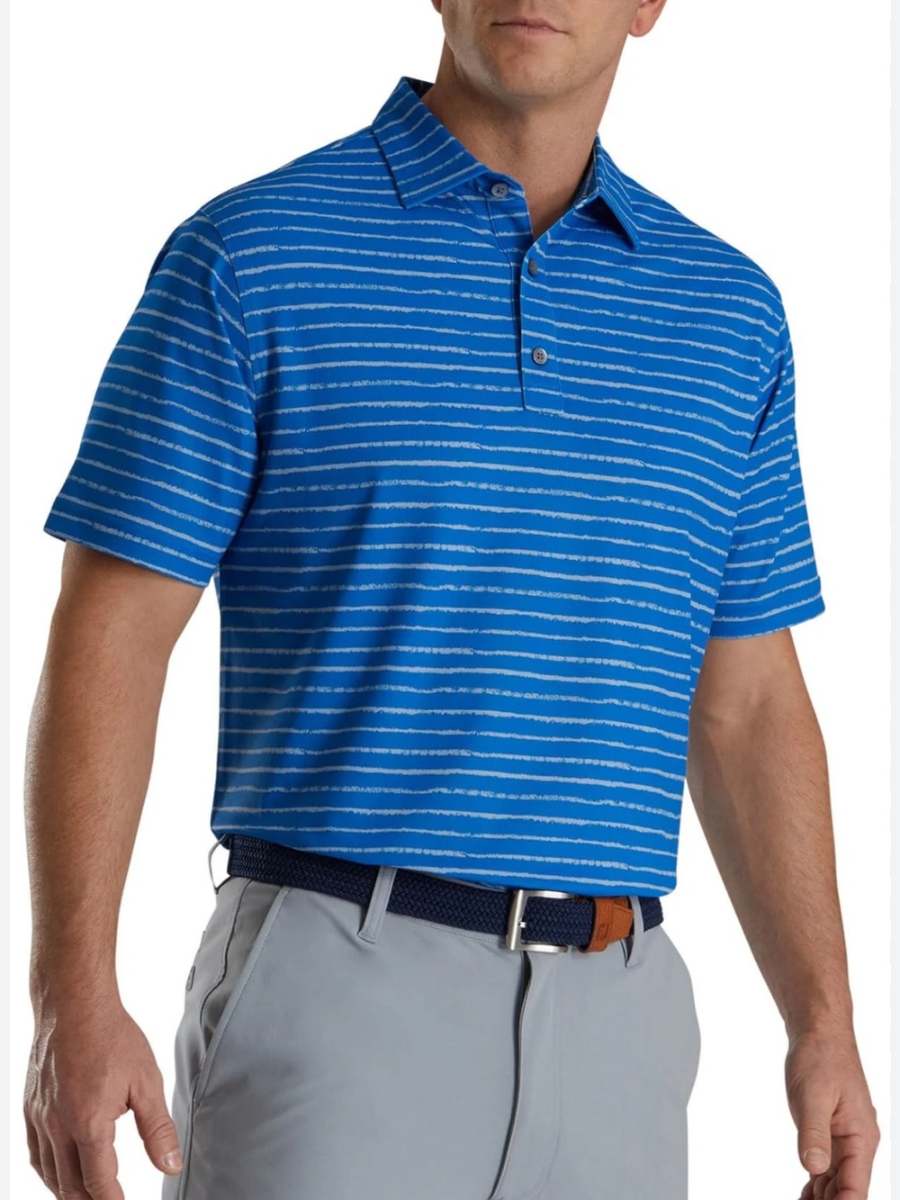 FootJoy Chalk Line Print Performance Stretch Polo Golf Shirt Size Medium